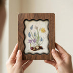 Handmade Scalloped Wood Frame, Botanical Bulb Watercolor Print, 3-Layer Plywood Wall Art, Spring Flowers Decor: 7x9, 9x11, 11x14, 14x18