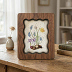 Handmade Scalloped Wood Frame, Botanical Bulb Watercolor Print, 3-Layer Plywood Wall Art, Spring Flowers Decor: 7x9, 9x11, 11x14, 14x18