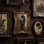 Fantasy Warrior Woman Reading Art, Ornate Gold Framed Dark Academia Decor, Medieval Knight Painting, Premium Resin Frame & Canvas