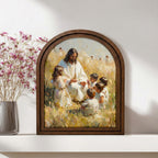 Christian Wall Art, Scripture Wall Art, Jesus Wall Art, Kids Room Art, Jesus and Children Arch Wood Wall Art, Christian Arch Frame