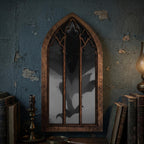 Dark Dragon Painting, Gothic Window Wall Art, Mythical Monster Print, Cathedral Arch Frame, Dark Academia Decor, Wood Laser Cut Layer Art