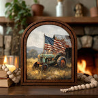 Patriotic Decor,4th of July Wall Art,America 250 Wood Framed Canvas,USA 250 Anniversary Decor,1776-2026 Patriotic Gift, American Tractor Art