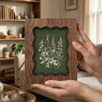 Scalloped Wood Frame, Wavy Photo Frame, Wooden Picture Frame, Botanical Art Frame, Tabletop Frame, Canvas Art Frame, Wall Hanging Frame