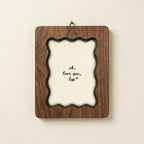 Wavy Scalloped Wood Picture Frame, 3-Layer Plywood Walnut Finish Art Decor, Unique Squiggle Photo Frame 7x9 9x11 11x14 14x18, Couple Gift
