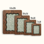 Wavy Scalloped Wood Picture Frame, 3-Layer Plywood Walnut Finish Wall Art, Unique Squiggle Photo Frame 7x9 9x11 11x14 14x18, Modern Gift