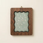 Wavy Scalloped Wood Picture Frame, 3-Layer Plywood Walnut Finish Wall Art, Unique Squiggle Photo Frame 7x9 9x11 11x14 14x18, Modern Gift