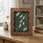 Wavy Scalloped Wood Picture Frame, 3-Layer Plywood Walnut Finish Art Decor, Handcrafted Squiggle Photo Frame 7x9 9x11 11x14 14x18, Desk Gift