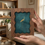 Wood Picture Frame, Scalloped Photo Frame, Wooden Frame 8x10, Custom Picture Frame, Tabletop Art Frame, Wall Decor Frame, Canvas Art Frame