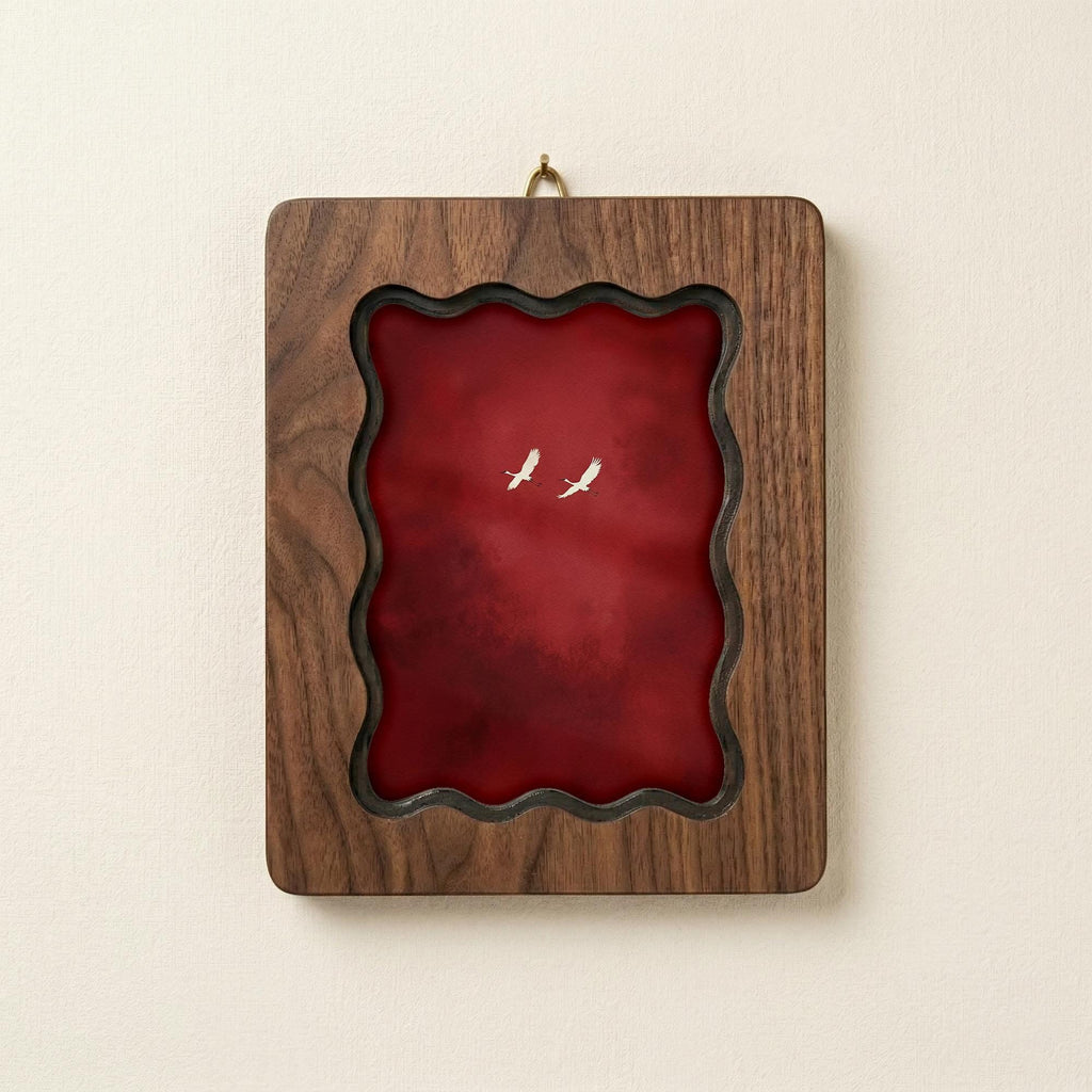 Wavy Scalloped Wood Picture Frame, 3-Layer Plywood Walnut Finish Wall Decor, Small to Large Photo Frame 7x9 9x11 11x14 14x18, Unique Gift