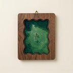 Wavy Scalloped Wood Picture Frame, 3-Layer Plywood Walnut Finish Wall Decor, Small to Large Photo Frame 7x9 9x11 11x14 14x18, Unique Gift