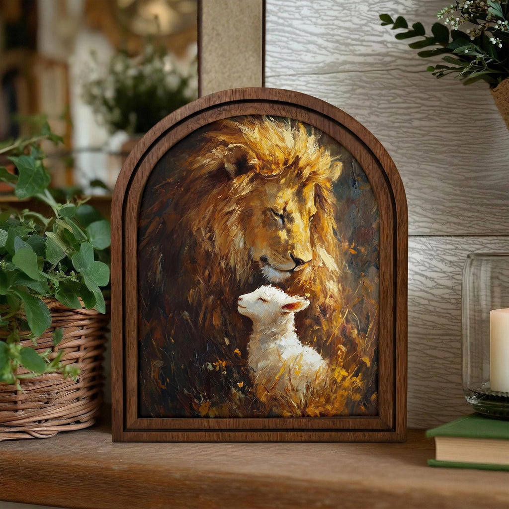 Christian Wall Art, Scripture Wall Art, Jesus Wall Art, Kids Room Art, Lion and the Lamb Wall Art, Scripture Gift