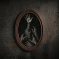 Gothic Wall Art - Dark Academia Hands 3D Wood Art - Horror Aesthetic Canvas in Oval Frame - Creepy Macabre Decor - 7x9 9x11 11x14 14x18 In
