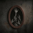 Gothic Wall Art - Dark Academia Hands 3D Wood Art - Horror Aesthetic Canvas in Oval Frame - Creepy Macabre Decor - 7x9 9x11 11x14 14x18 In