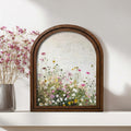 Wildflower Meadow Oil Painting Wood Framed Art, Arched Floral Wall Decor, 3-Layer Plywood Arched Sign, Cottagecore Gift