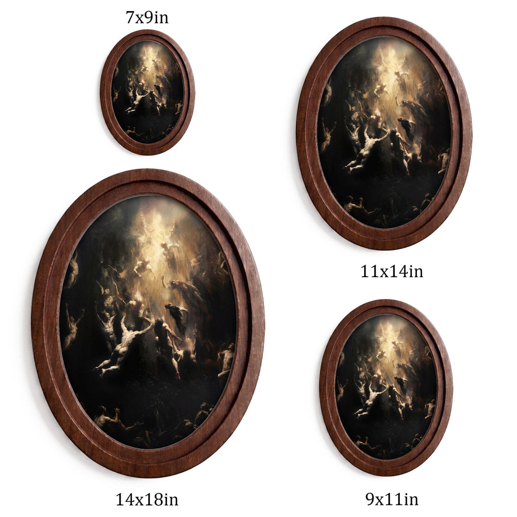 Renaissance Fallen Angels Oil Painting, Dark Academia Wall Art, Moody Baroque Framed Canvas, Gothic Mythology Decor, Wood Framed Horror Gift