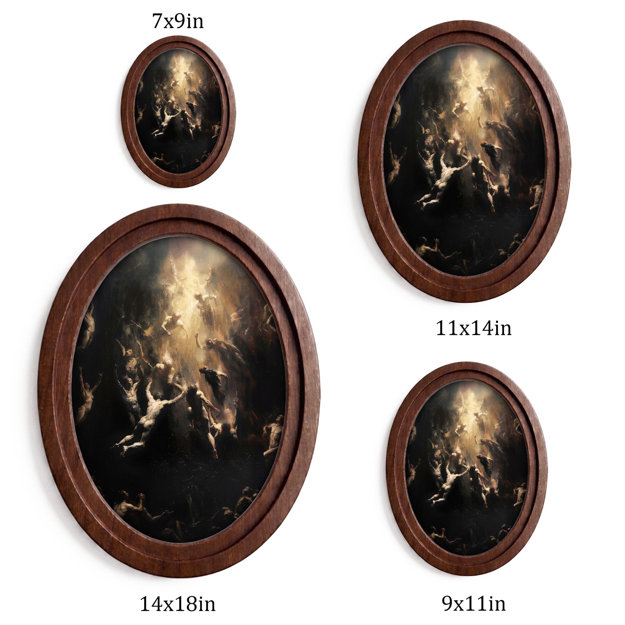 Renaissance Fallen Angels Oil Painting, Dark Academia Wall Art, Moody Baroque Framed Canvas, Gothic Mythology Decor, Wood Framed Horror Gift