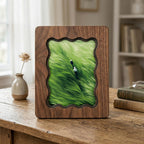Asian Landscape Wall Art, Green Rice Field Wood Frame, Zen Nature Decor, Vietnamese Countryside Print, Housewarming Gift, Laser Cut Wood Art