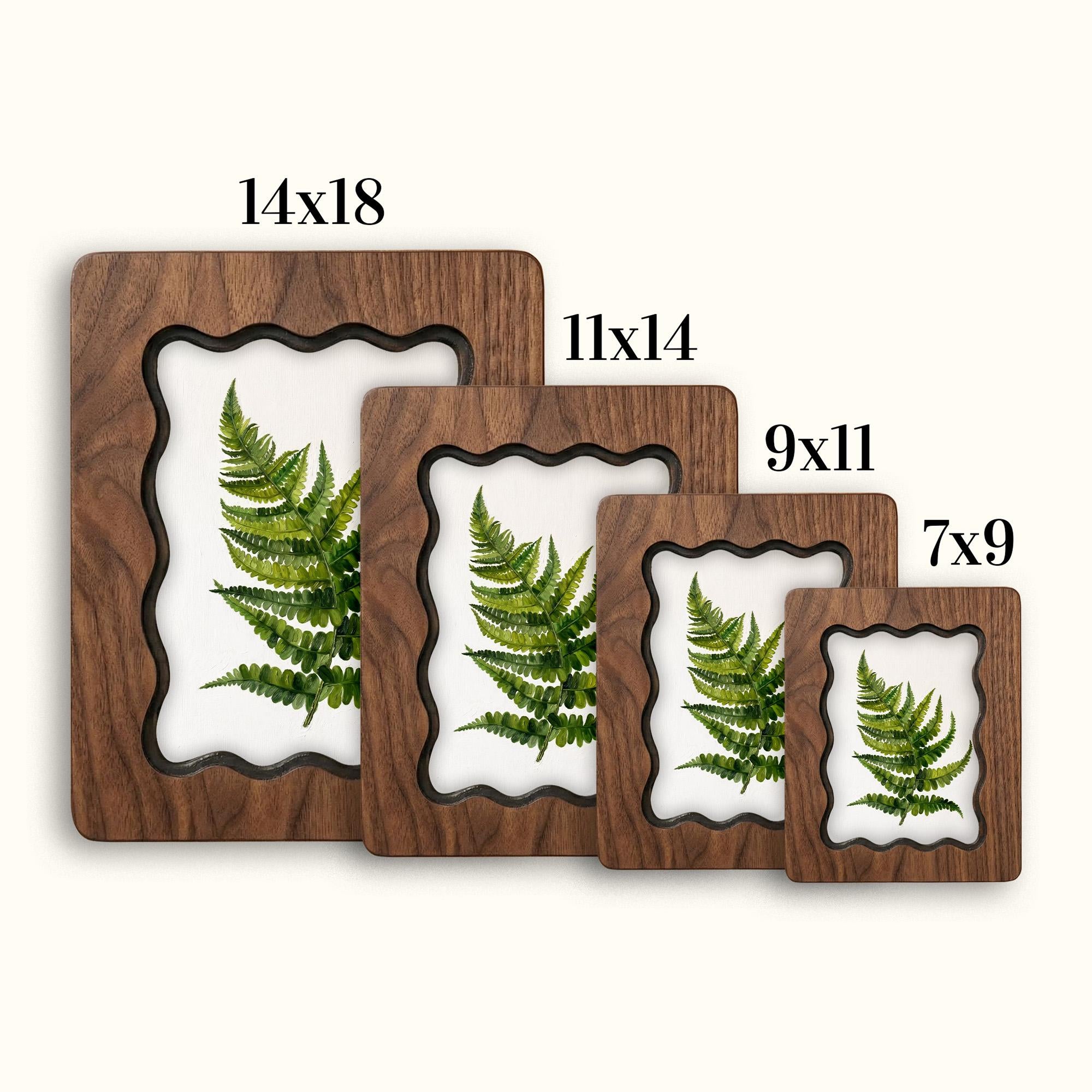 Fern Wall Art, Botanical Leaf Wood Frame, Nature Lover Gift, Minimalist Greenery Decor, Laser Cut Wood Art, Rustic Plant Print, Canvas Frame
