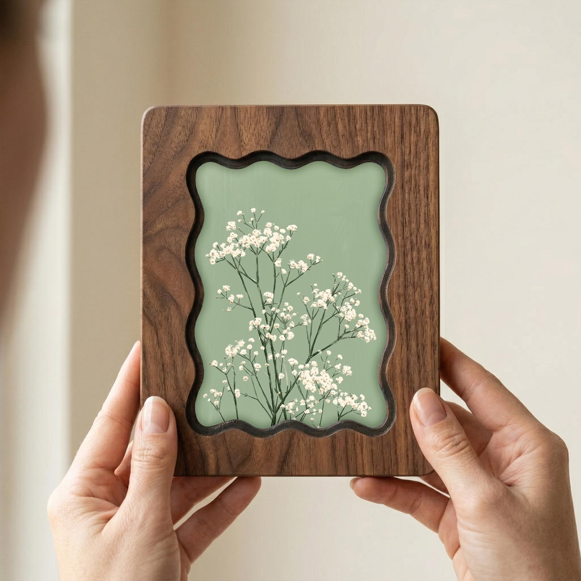 Baby‘s Breath Wall Art, Sage Green Floral Wood Frame, Minimalist Botanical Decor, Wedding Anniversary Gift, Laser Cut Wood Art, Flower Art