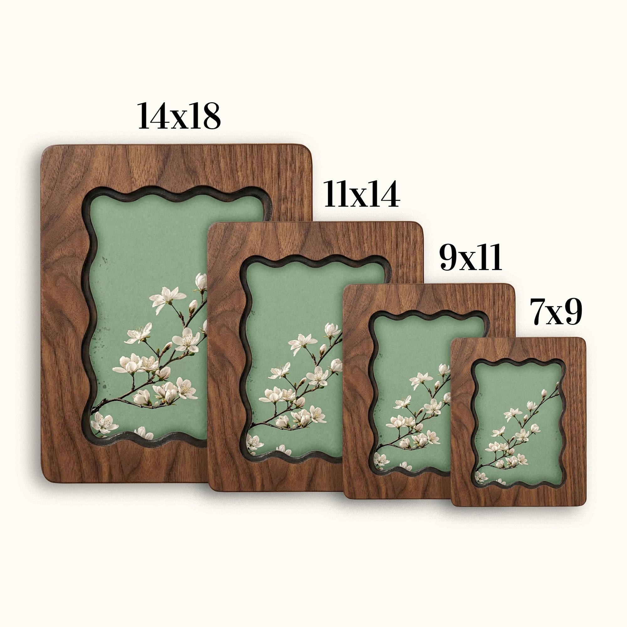 Sage Green Wall Art, White Blossom Wood Frame, Japandi Botanical Decor, Minimalist Flower Print, Housewarming Gift, Laser Cut Wood Artwork