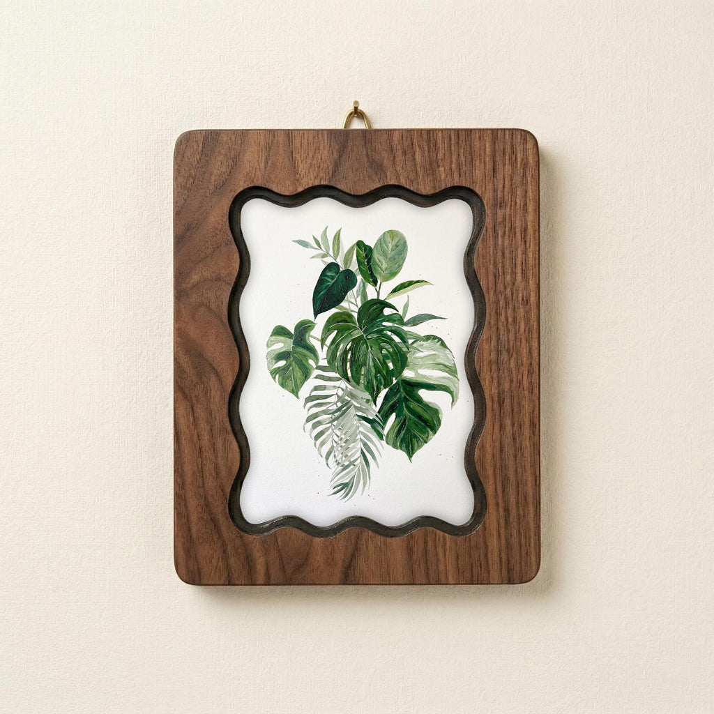 Monstera Leaf Wall Art, Tropical Plant Wood Frame, Plant Lover Gift, Botanical Leaves Print, Boho Home Decor, Laser Cut Wood Artwork, Frame