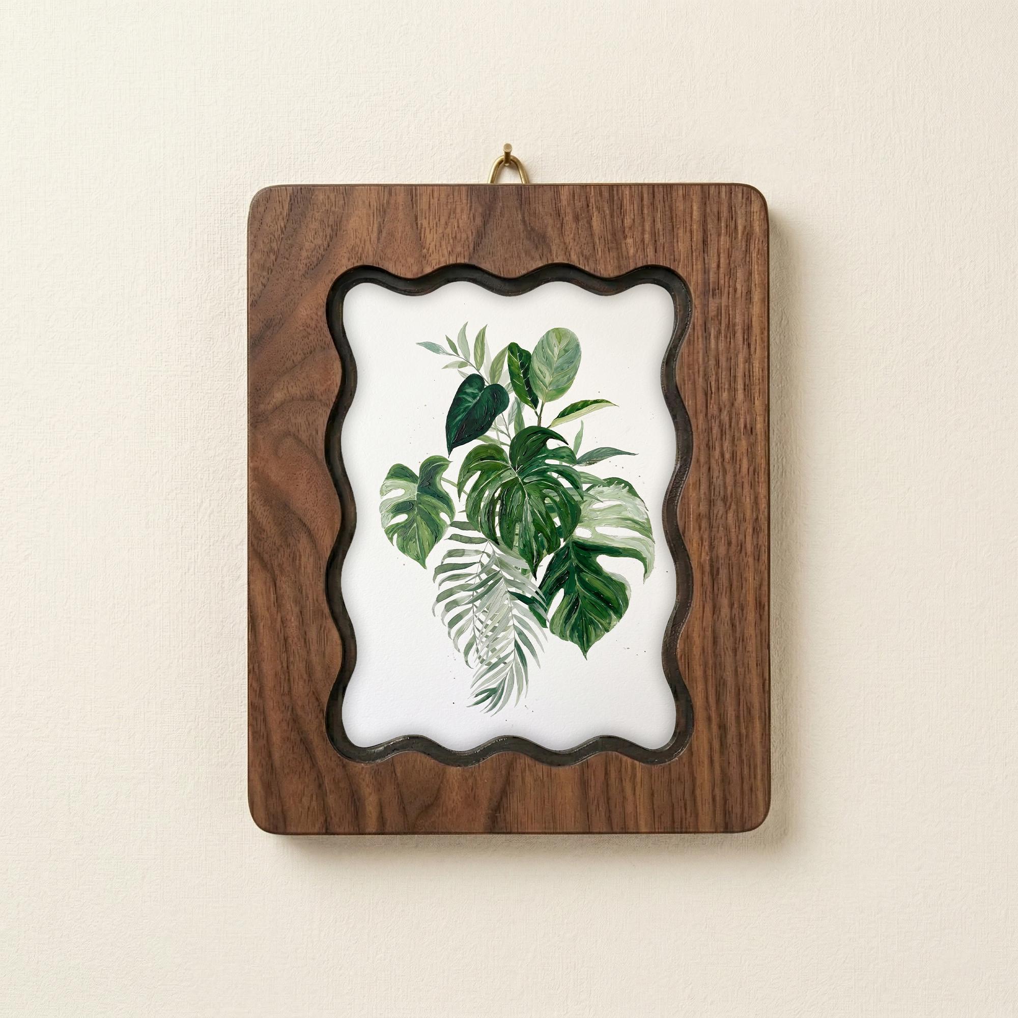 Monstera Leaf Wall Art, Tropical Plant Wood Frame, Plant Lover Gift, Botanical Leaves Print, Boho Home Decor, Laser Cut Wood Artwork, Frame