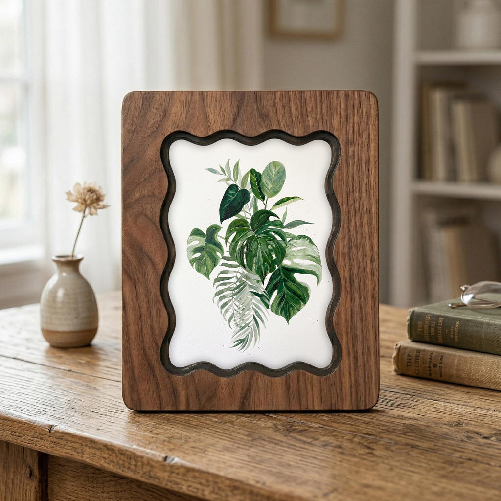 Monstera Leaf Wall Art, Tropical Plant Wood Frame, Plant Lover Gift, Botanical Leaves Print, Boho Home Decor, Laser Cut Wood Artwork, Frame