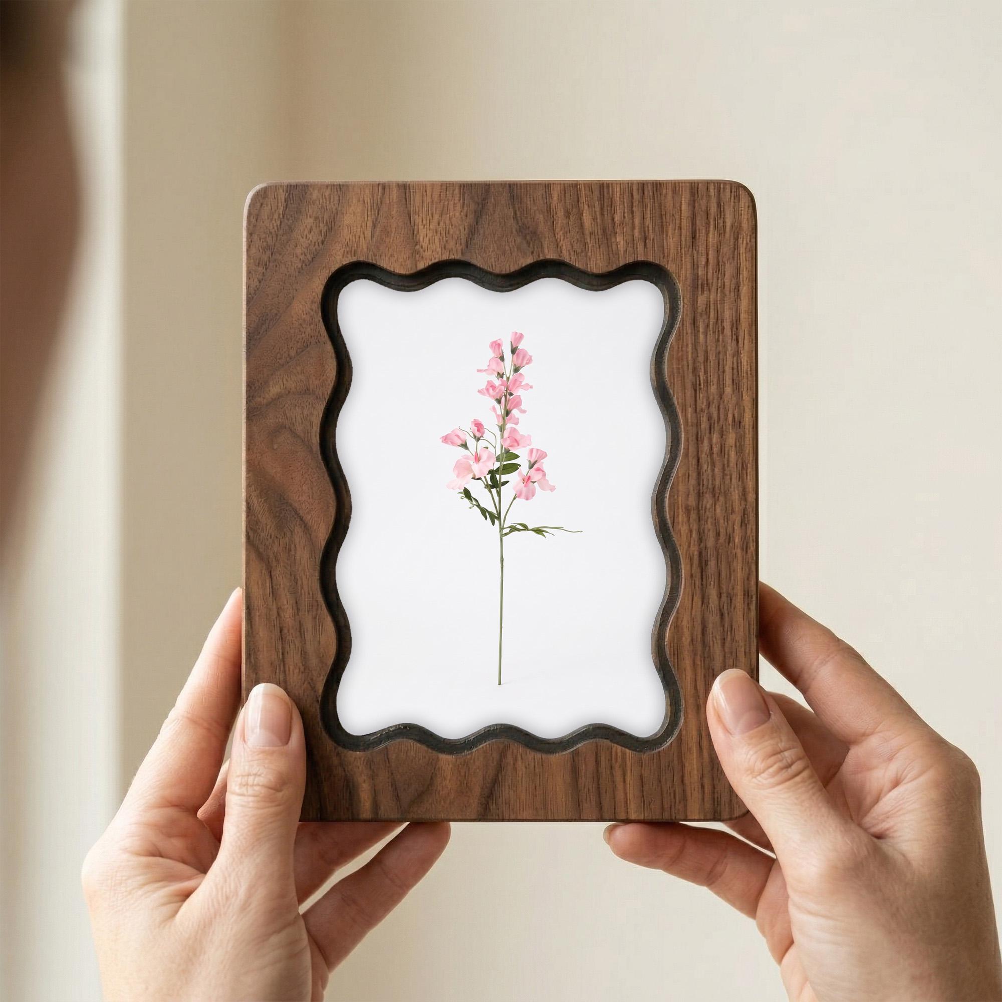 Sweet Pea Flower Art, Birth Month Flower Gift, April Birth Flower, Minimalist Botanical Wall Decor, Wood Picture Frame, Laser Cut Wood Art