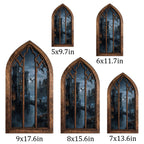 Wizard Academy Print, Gothic Window Wall Art, Magical Castle Painting, Cathedral Arch Frame, Dark Academia Decor, Wood Laser Cut Layered Art
