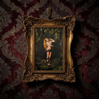 Lilith and Snake Oil Painting, Dark Academia Goddess Wall Art, Mythological Woman Framed Canvas, Gothic Forest Decor, Vintage Golden Frame