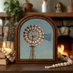 Patriotic Decor,4th of July Wall Art,America 250 Wood Framed Canvas,USA 250 Anniversary Decor,1776-2026 Patriotic Gift,Rustic Windmill Art
