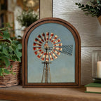 Patriotic Decor,4th of July Wall Art,America 250 Wood Framed Canvas,USA 250 Anniversary Decor,1776-2026 Patriotic Gift,Rustic Windmill Art
