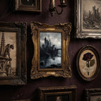 Gothic Castle Wall Art Medieval Painting in Vintage Gold Frame, Dark Academia Canvas Print, Spooky Home Decor, Victorian Gift 6.7x8.7 Inches