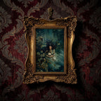 Dark Academia Art, Victorian Gold Framed Painting, Gothic Wall Decor, Moody Ophelia Canvas Print, Ornate Gold Frame, Macabre Home Gift, Art