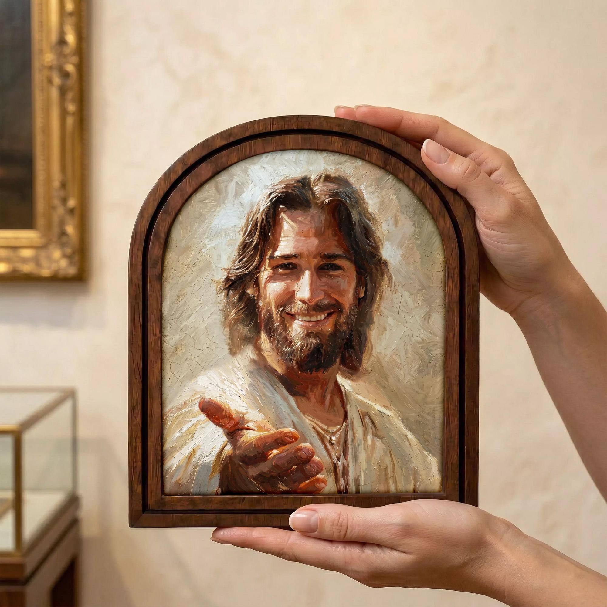 Christian Wall Art, Scripture Wall Art, Jesus Wall Art, Kids Room Art, Smiling Jesus Portrait, Christian Home Decor, Religious Gift