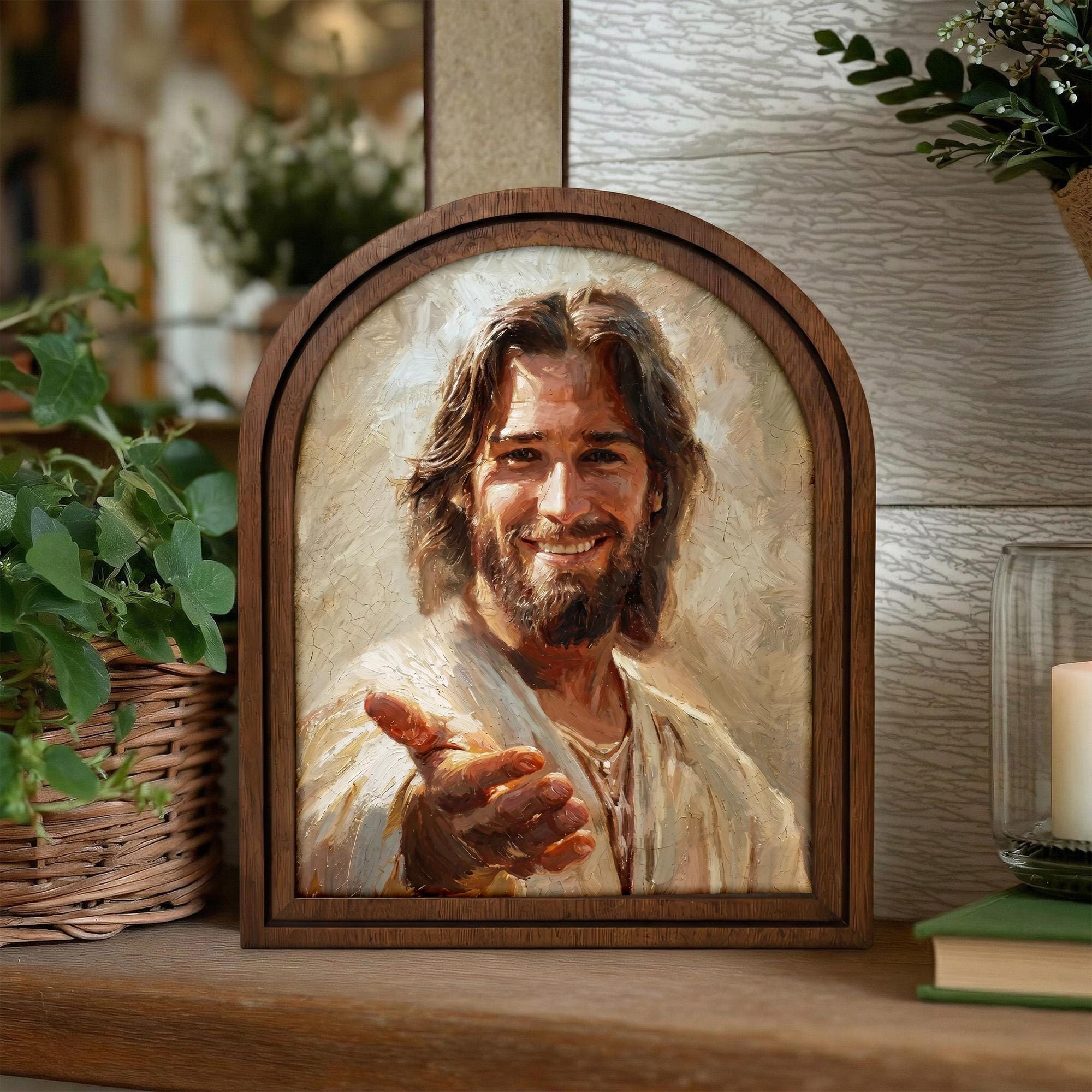 Christian Wall Art, Scripture Wall Art, Jesus Wall Art, Kids Room Art, Smiling Jesus Portrait, Christian Home Decor, Religious Gift