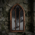 Dark Dragon Painting, Gothic Window Wall Art, Mythical Monster Print, Cathedral Arch Frame, Dark Academia Decor, Wood Laser Cut Layer Art