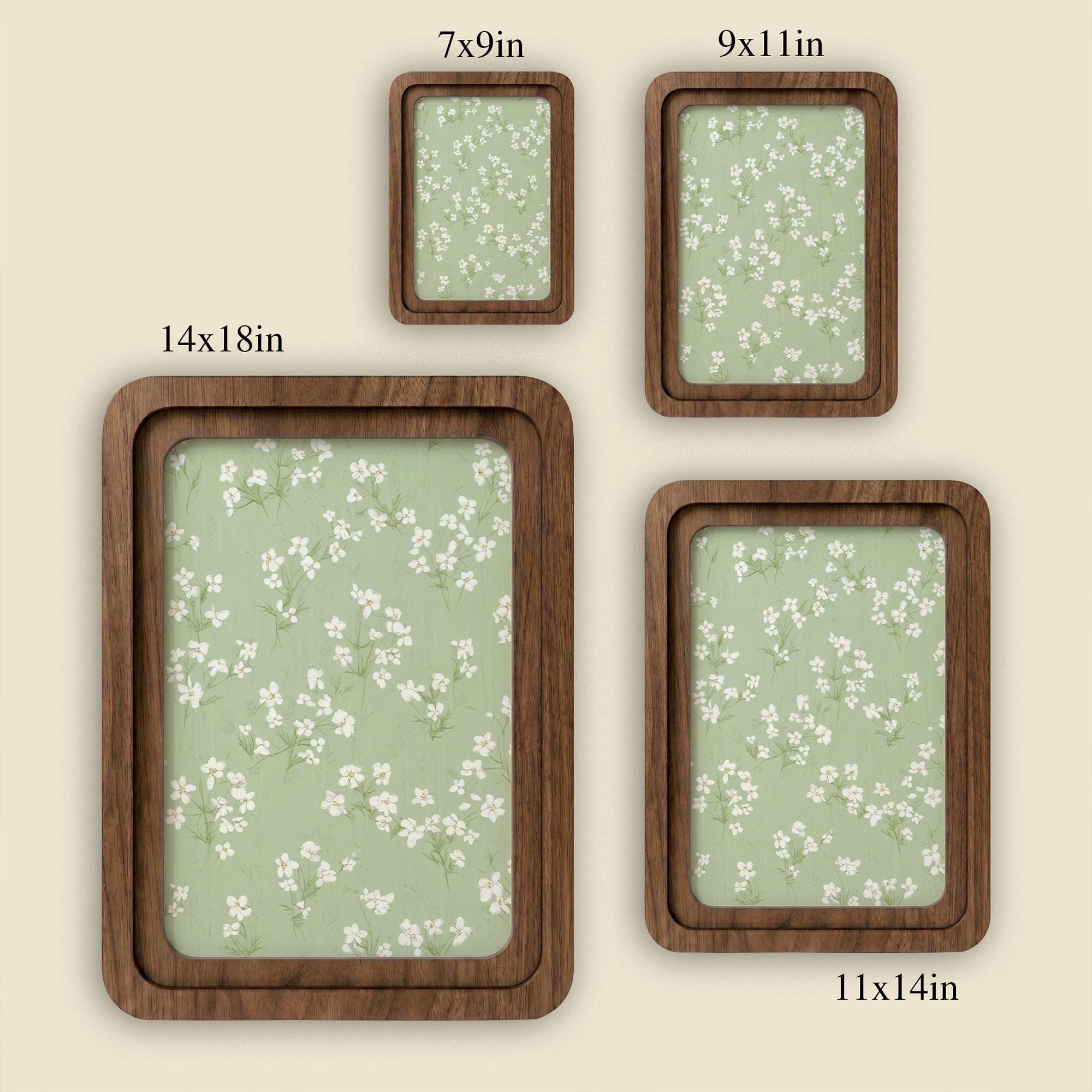 Small White Flowers Art, Sage Green Wall Decor, Framed Canvas Wood Art, Cottagecore Floral Print, Pastel Nursery Decor, Nature Gift