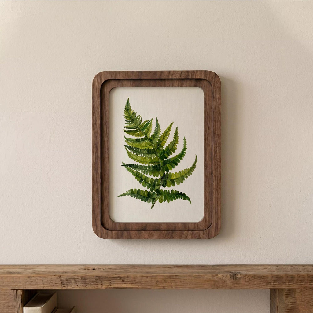 Fern Leaf Wall Art, Botanical Greenery Print, Framed Canvas Wood Art, Nature Lover Gift, Boho Home Decor, Modern Forest Decor, Farmhouse Art