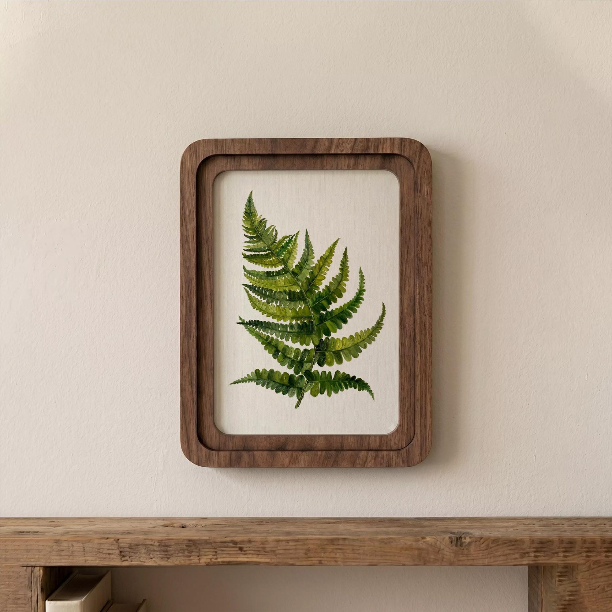 Fern Leaf Wall Art, Botanical Greenery Print, Framed Canvas Wood Art, Nature Lover Gift, Boho Home Decor, Modern Forest Decor, Farmhouse Art