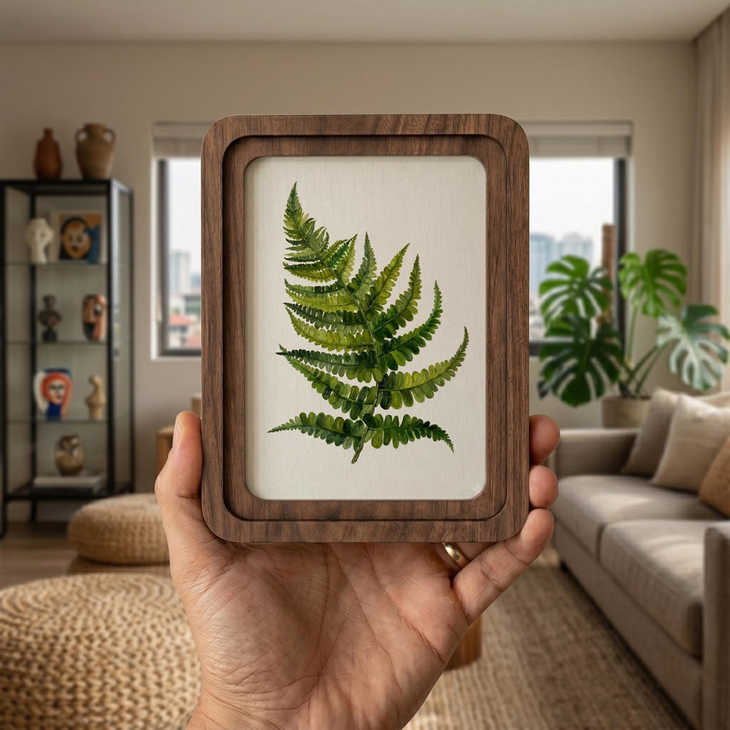Fern Leaf Wall Art, Botanical Greenery Print, Framed Canvas Wood Art, Nature Lover Gift, Boho Home Decor, Modern Forest Decor, Farmhouse Art