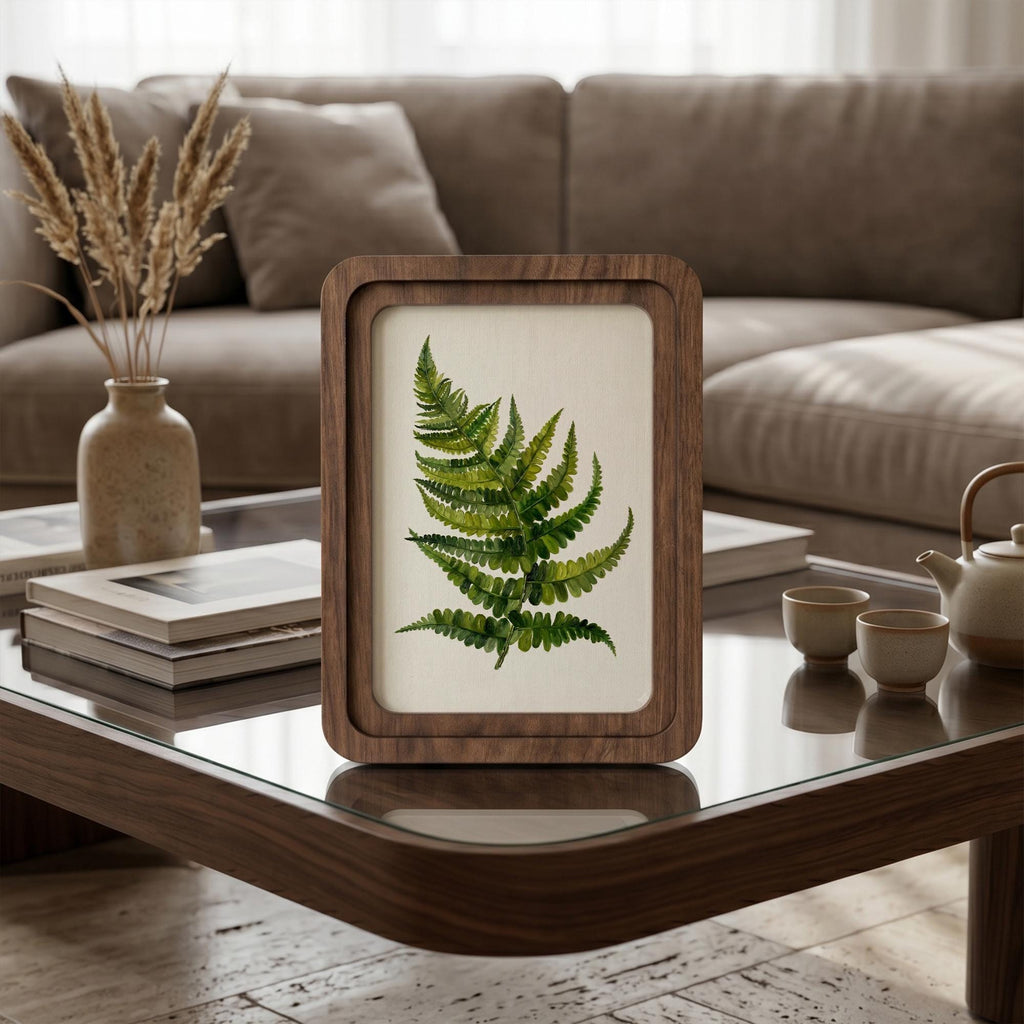 Fern Leaf Wall Art, Botanical Greenery Print, Framed Canvas Wood Art, Nature Lover Gift, Boho Home Decor, Modern Forest Decor, Farmhouse Art