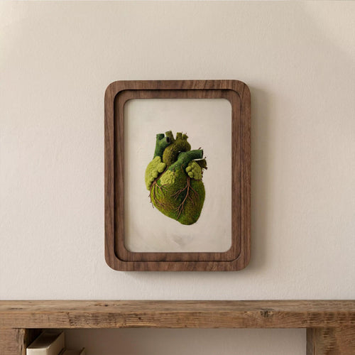Anatomical Heart Wall Art, Green Moss Heart Decor, Framed Canvas Wood Art, Cardiologist Gift, Medical Art, Nature Lover Gift,Spiritual Decor