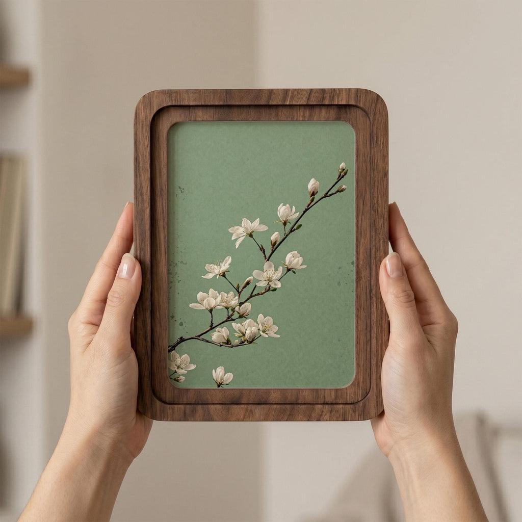 Cherry Blossom Wall Art, Spring Floral Decor, Framed Canvas Wood Art, Japandi Style Decor, Botanical Branch Print, Zen Gift, Nature Wall Art