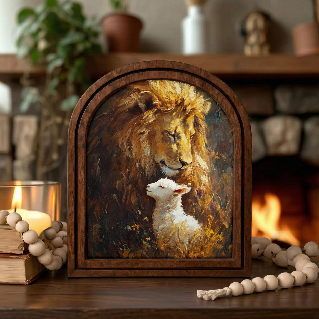 Christian Wall Art, Scripture Wall Art, Jesus Wall Art, Kids Room Art, Lion and the Lamb Wall Art, Scripture Gift
