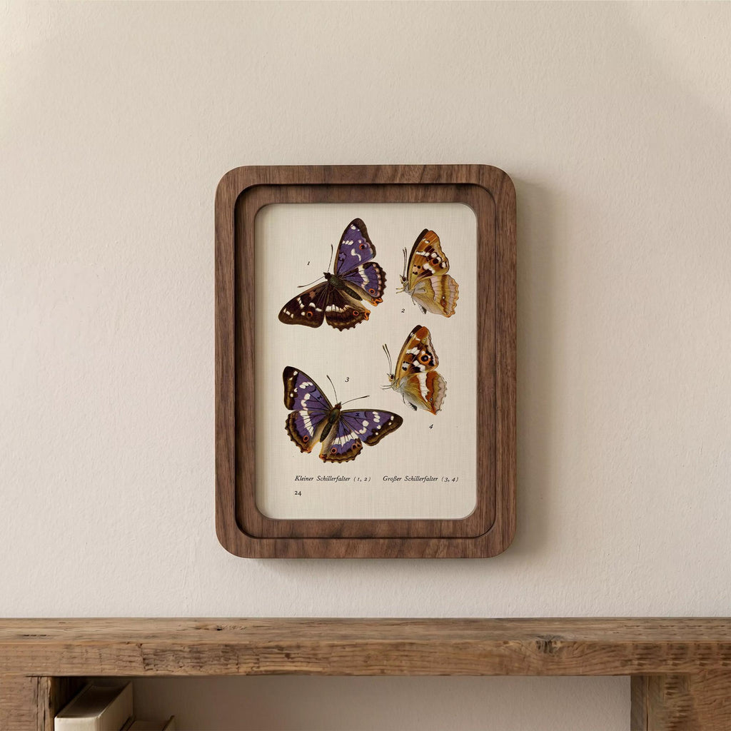 Purple Butterfly Wall Art Vintage Butterfly Print Wood Framed Canvas Butterfly Illustration Dark Academia Decor Aesthetic Nature Lover Gift