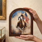 Patriotic Decor,4th of July Wall Art,America 250 Wood Framed Canvas,USA 250 Anniversary Decor,1776-2026 Patriotic Gift,Vintage Cowboy Art