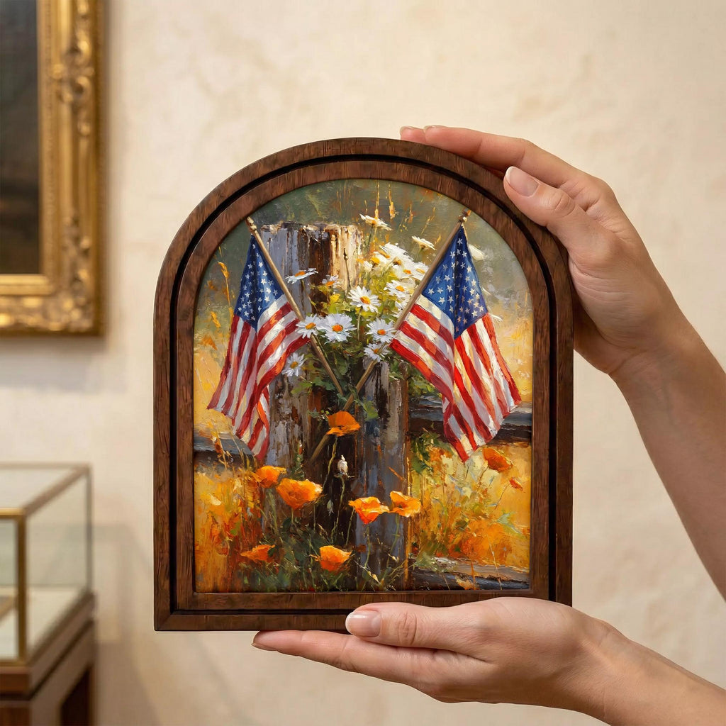 Patriotic Decor,4th of July Wall Art,America 250 Wood Framed Canvas,USA 250 Anniversary Decor,1776-2026 Patriotic Gift,Rustic Art Frame