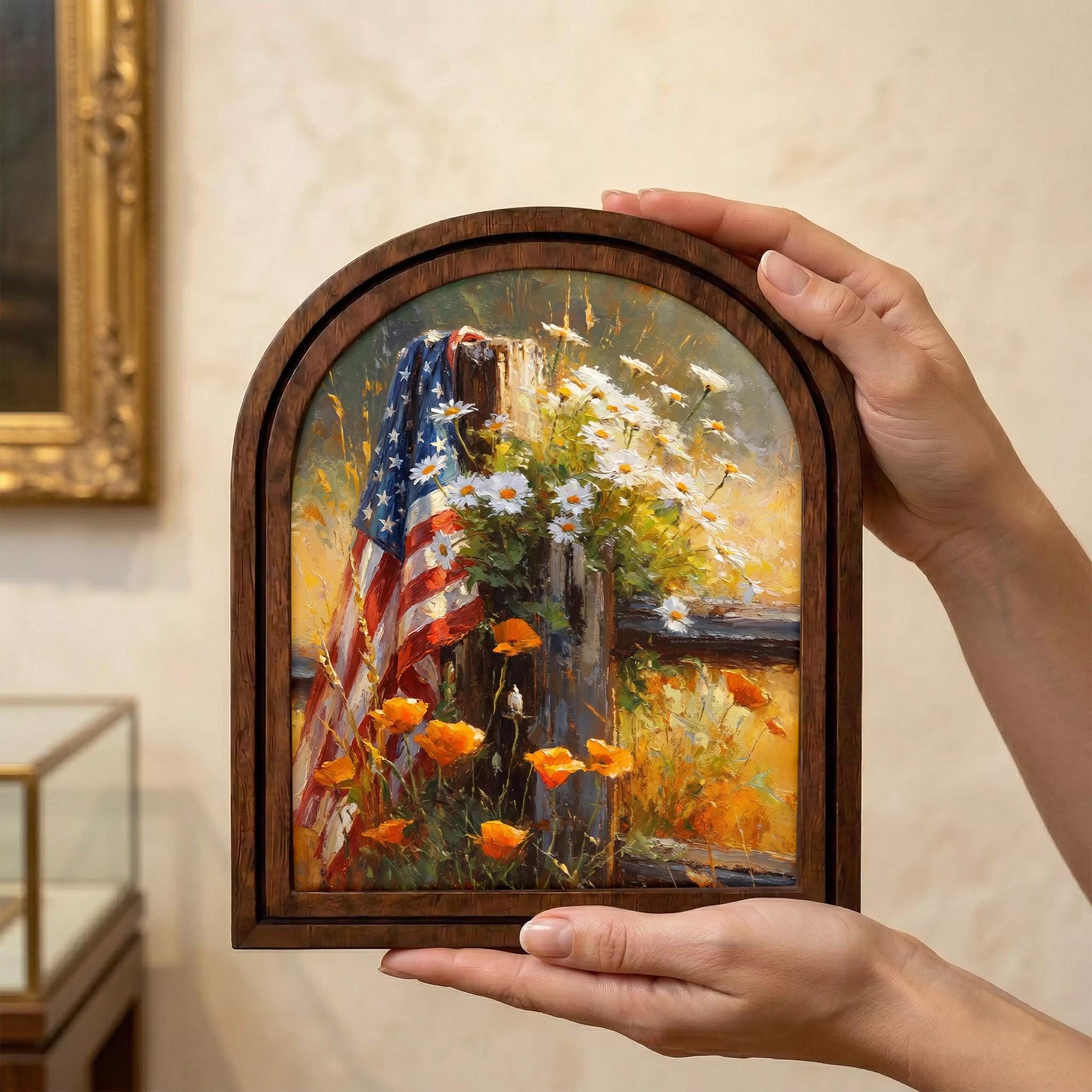 Patriotic Decor,4th of July Wall Art,America 250 Wood Framed Canvas,USA 250 Anniversary Decor,1776-2026 Patriotic Gift,Rustic Art Frame