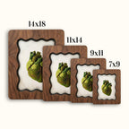 Anatomical Heart Moss Wall Art, Scalloped Wood Frame, Nature Lover Anatomy Gift, Dark Academia Decor, Layered Plywood Frame 7x9 11x14 14x18